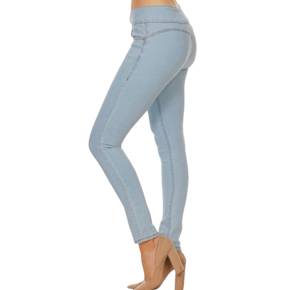 VinsMe Basic Women Skinny Jeans - Baby Blue - Picture 3 of 4